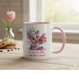 Sweetest Mom Pig Chef Two-Tone Coffee Mug マグカップ