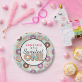 SWEETEST ONE Blue Iced Donutsベビー第1誕生日 ペーパープレート (パーティー)