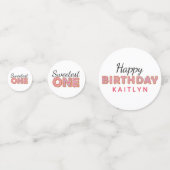 SWEETEST ONE Pink Iced Donutsベビー第1誕生日 コンフェッティ (正面)