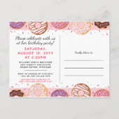 SWEETEST ONE Pink Iced Donuts最初の誕生日写真 インビテーションポストカード (裏面)