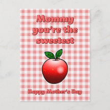 Sweetest Red Apple Mothers Dayはがき