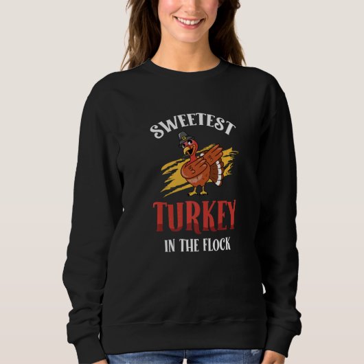 Sweetest Turkey In The Flock Toddler Kids Thanksgi スウェットシャツ (正面)