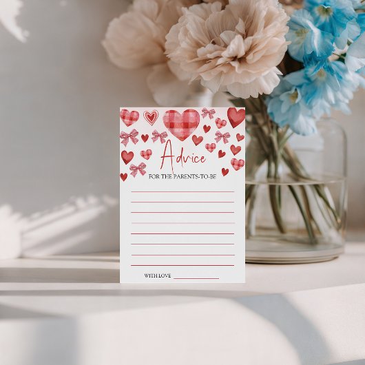 Sweetheart Baby Shower Advice Card 招待状