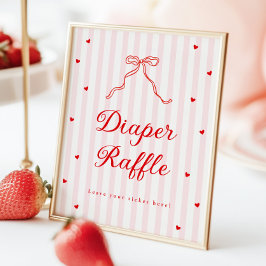Sweetheart Baby Shower Diaper Raffle Sign ポスター