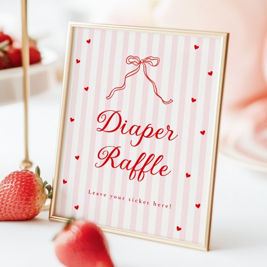 Sweetheart Baby Shower Diaper Raffle Sign ポスター