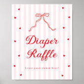 Sweetheart Baby Shower Diaper Raffle Sign ポスター (正面)