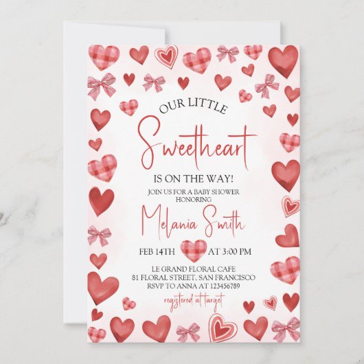Sweetheart Baby Shower Invitation 招待状 (正面)