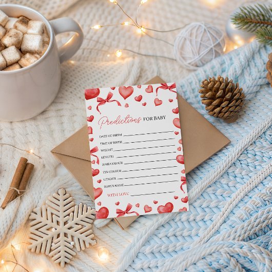 Sweetheart Baby Shower Predictions Card 招待状