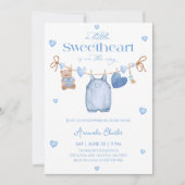 Sweetheart  blue Boy baby shower 招待状 (正面)