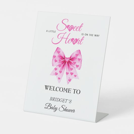 Sweetheart bow Valentines baby shower Welcome sign 台座サイン (正面)