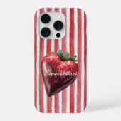 Sweetheart Chocolate Strawberry Red White Stripes  iPhoneケース (裏面)