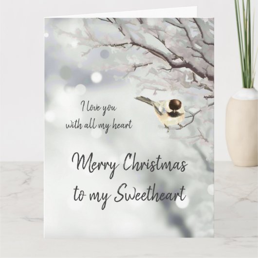 Sweetheart Christmas Love myハート《鳥》アメリカゴガラBird カード (正面)