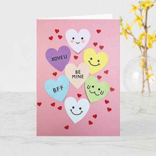Sweetheart Conversation Hearts カード (黄色い花)