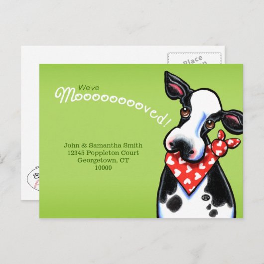 Sweetheart Cowの新しいアドレスのアナウンスの移動 案内ポストカード (正面/裏面)