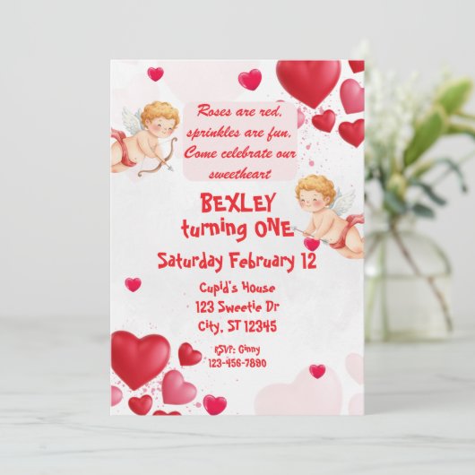 Sweetheart & Cupids 1st Birthday 招待状 (スタンド正面)