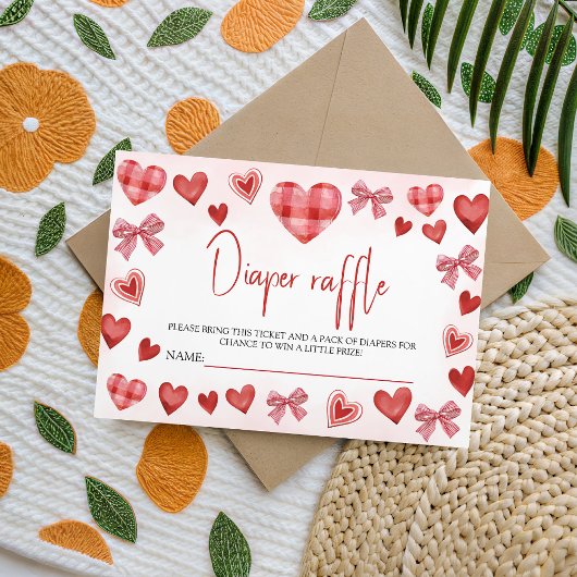 Sweetheart Diaper Raffle Baby Shower Ticket エンクロージャーカード