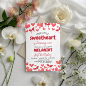 Sweetheart First Birthday Invitation with Hearts 招待状