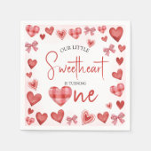 Sweetheart First Birthday Party Napkin スタンダードカクテルナプキン (正面)