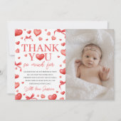 Sweetheart First Birthday Photo Thank You 招待状 (正面)