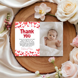 Sweetheart First Birthday Photo Thank You Card  招待状