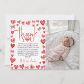 Sweetheart First Birthday Photo Thank You Card 招待状 (正面)
