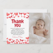 Sweetheart First Birthday Photo Thank You Card  招待状 (正面)