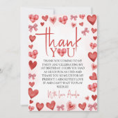 Sweetheart First Birthday Thank You Card 招待状 (正面)