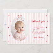 Sweetheart Girl 1st Birthday Flat Thank You Card サンキューカード (正面)