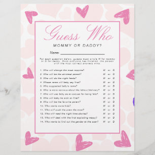 Sweetheart 'Guess Who'赤ちゃんシャワーゲーム チラシ