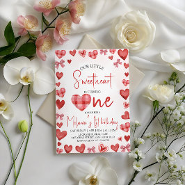 Sweetheart Heart First Birthday Invitation 招待状