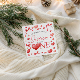 Sweetheart Heart One Birthday Napkin スタンダードカクテルナプキン