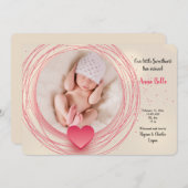 Sweetheart Photo Birth Announcement 招待状 (正面/裏面)