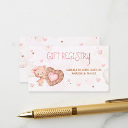 Sweetheart Pink赤ちゃんシャワーのギフト登録カード エンクロージャーカード