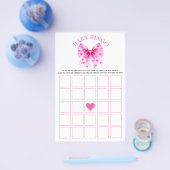Sweetheart pink bow baby girl shower Bingo game チラシ (シングル)