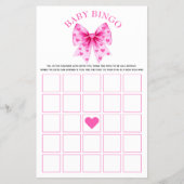 Sweetheart pink bow baby shower Bingo game チラシ (正面)