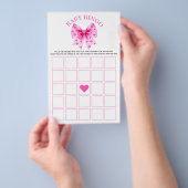Sweetheart pink bow baby shower Bingo game チラシ (ハンドル)
