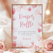 Sweetheart Pink Bow Diaper Raffle Table Sign ポスター