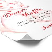 Sweetheart Pink Bow Diaper Raffle Table Sign ポスター (角)