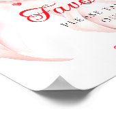 Sweetheart Pink Bow Favors Baby Shower Table Sign ポスター (角)