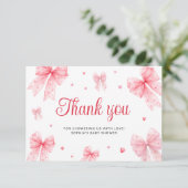 Sweetheart Pink Bow Girl Baby Showerありがとう カード (スタンド正面)