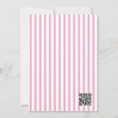 Sweetheart Pink Stripe First Birthday QR Code 招待状 (裏面)