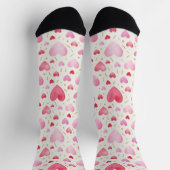 Sweetheart Pink Watercolor & Gold Dash Socks ソックス (上部)