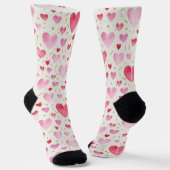 Sweetheart Pink Watercolor & Gold Dash Socks ソックス (傾斜あり)