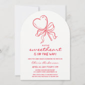 Sweetheart pinstripes lollypop Baby Shower 招待状 (正面)