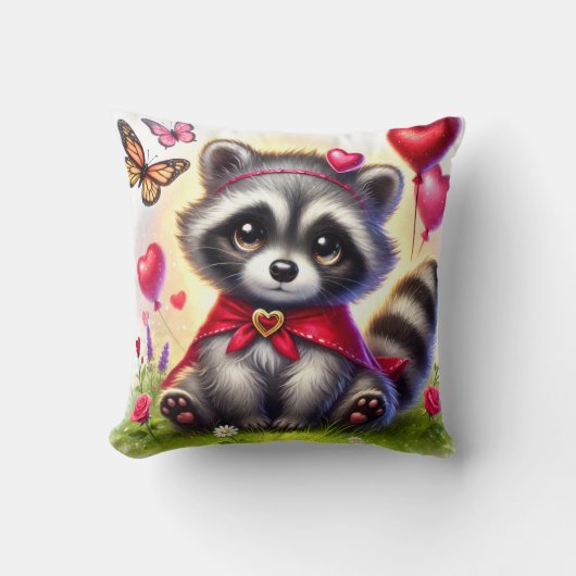 Sweetheart Raccoon – バレンタイン枕 クッション (正面)