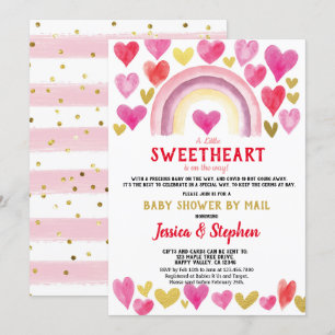 Sweetheart Rainbow Baby Shower By Mail Water Color 招待状