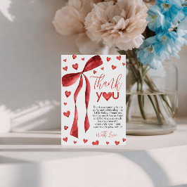 Sweetheart Red Bow Thank You Card 招待状