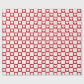 Sweetheart Red & White Checkerboard With Hearts ラッピングペーパー (フラット)