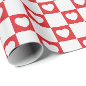 Sweetheart Red & White Checkerboard With Hearts ラッピングペーパー (ロールコーナー)