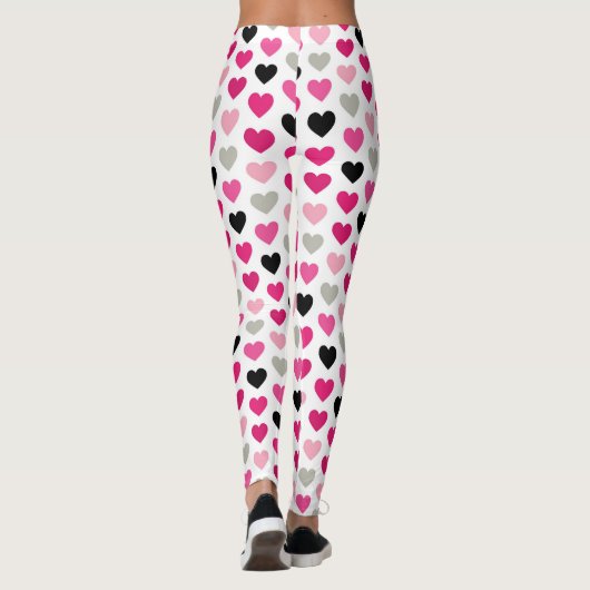 Sweetheart Scribbles: Pink and Black Heart Legging レギンス (裏面)